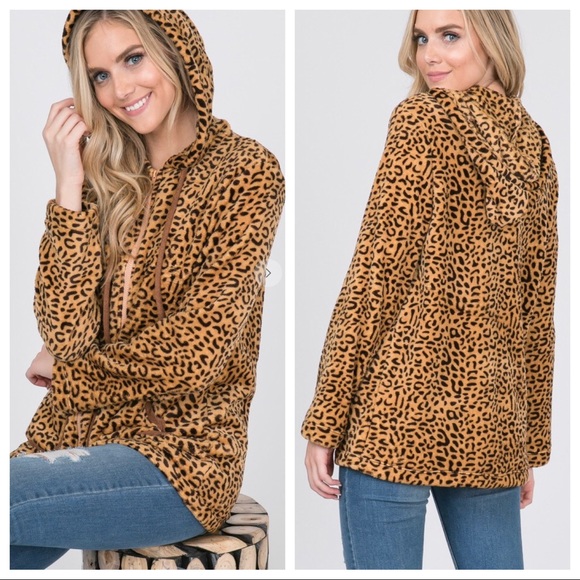 Chic Leopard Print Zip up Hooded Jacket - Picture 6 of 6